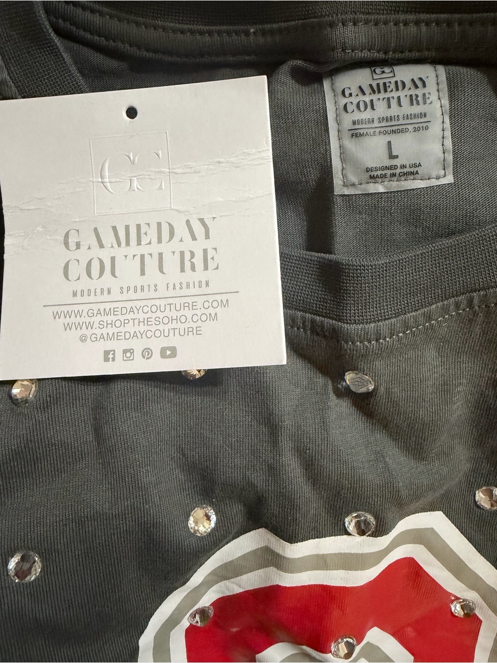 Ohio State Rhinestone Cropped Tee - Charcoal - Picture 4 of 5